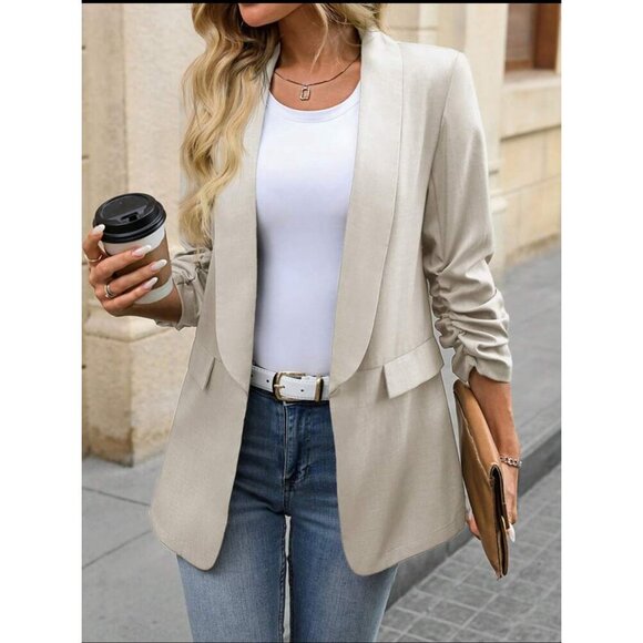 Lapel collar blazer jacket white minimalist business - Picture 8 of 11